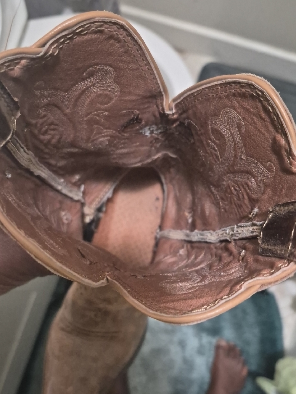 Justin Boots Brown Leather Western Cowboy Boots - Picture 11 of 12
